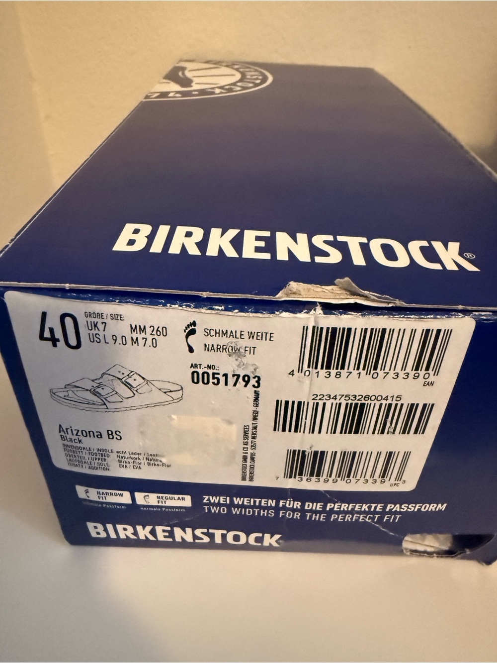 Birkenstock Arizona BS Black Sandals Box (Size 40)